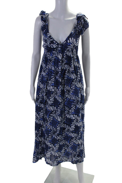 Xirena Womens Sleeveless Abstract Print Long Dress Blue Size XS