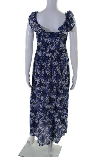 Xirena Womens Sleeveless Abstract Print Long Dress Blue Size XS