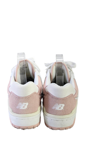 New Balance Womens White Pink Suede Low Top Athletic Sneakers Shoes Size 10.5