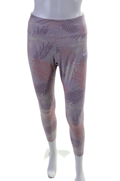 Nike Womens Tapered Leg High Waisted Floral Print Leggings Purple Size Large