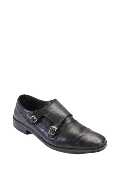 Bruno Magli Mens Leather Buckle Closure Dress Shoes Black Size 9 Medium