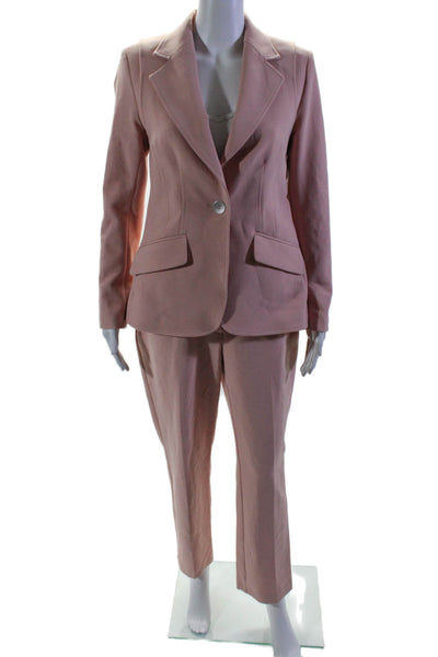 Iris Setlakwe Womens Single Button Straight Leg Pant Suit Light Pink Size 4