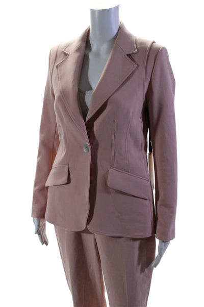 Iris Setlakwe Womens Single Button Straight Leg Pant Suit Light Pink Size 4