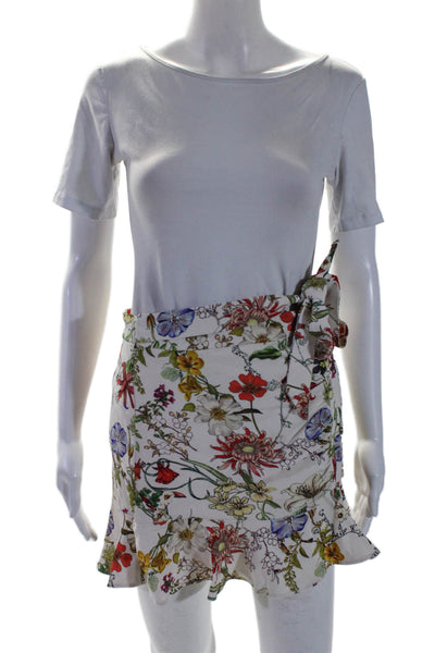 Parker Women's Hook Closure Lined Tiered Floral Micro Mini Skirt Size 2