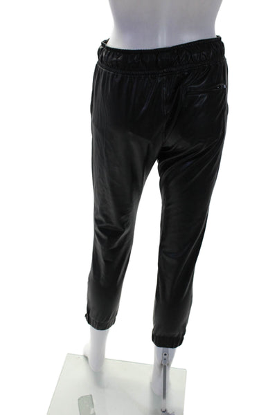 David Lerner Women's Drawstring Waist Faux Leather Jogger Pants Black Size XS