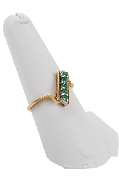 Designer Womens 17K Yellow Gold Emerald Ring 2.5g Size 7.5