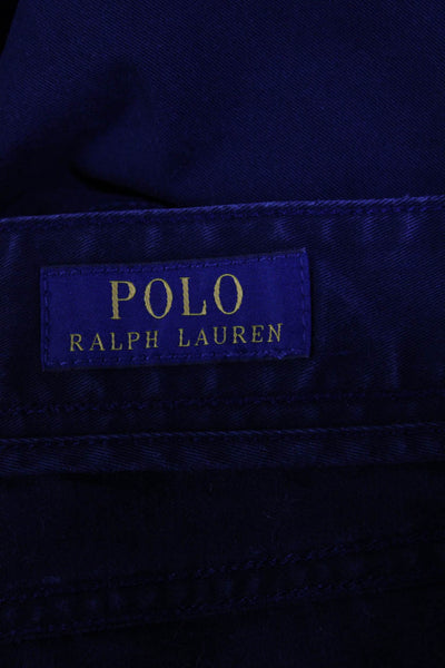 Polo Ralph Lauren Mens Zipper Fly Pleated Straight Leg Chino Pants Navy 38x30