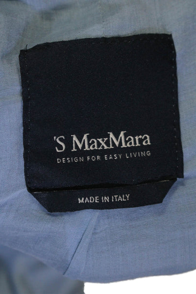 'S Max Mara Womens Leather Full Zipper Long Sleeves Jacket Blue Size 12