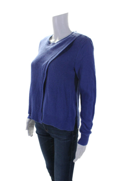 Rebecca Taylor Women's Round Neck Long Sleeves Wrap Sweater Blue Size M