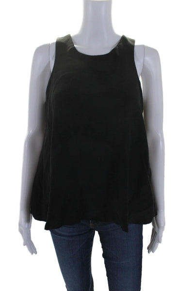 Shosh Womens Solid Black Scoop Neck Sleeveless Flowy Blouse Top Size 1