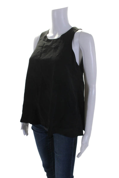 Shosh Womens Solid Black Scoop Neck Sleeveless Flowy Blouse Top Size 1