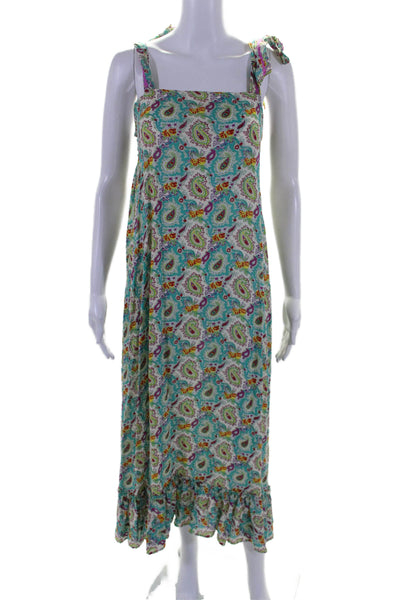 Owl Marrakech Women's Square Neck Sleeveless Tiered Midi Dress Multicolor Size S