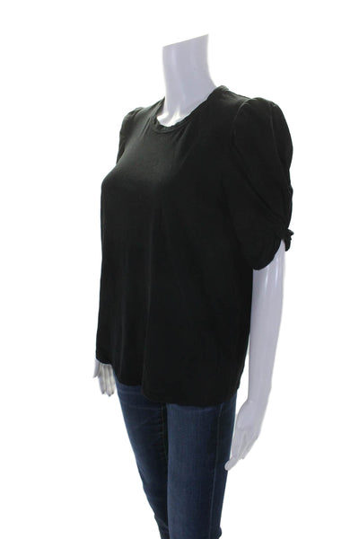 ALC Women's Round Neck Short Sleeves Basic T-Shirt Black Size L