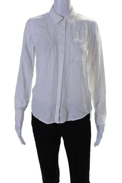 Rails Women's Collared Long Sleeves Button Down Shirt White Size XS