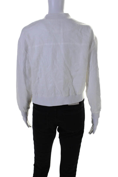 Central Park West Women's Long Sleeves Full Zip Pockets Jacket White Size XS