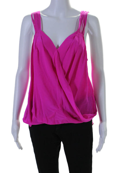 Amanda Uprichard Womens Sleeveless V Neck Blouse Pink Size Large