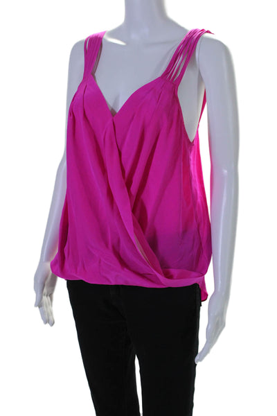 Amanda Uprichard Womens Sleeveless V Neck Blouse Pink Size Large