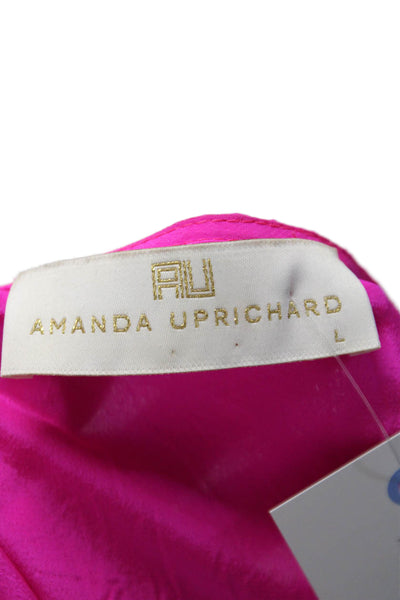 Amanda Uprichard Womens Sleeveless V Neck Blouse Pink Size Large