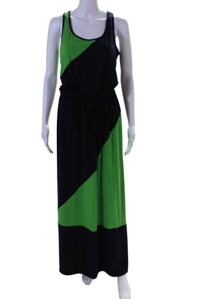 London Times Womens Sleeveless Scoop Neck Long Dress Green Blue Size 8