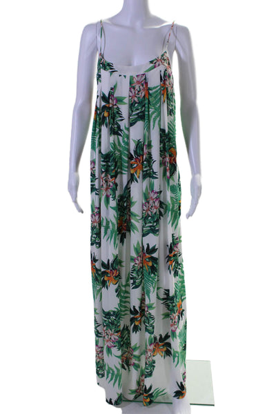 Ark & Co Womens Sleeveless Floral Print Long Dress White Size Small