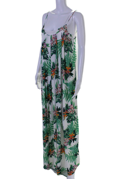 Ark & Co Womens Sleeveless Floral Print Long Dress White Size Small