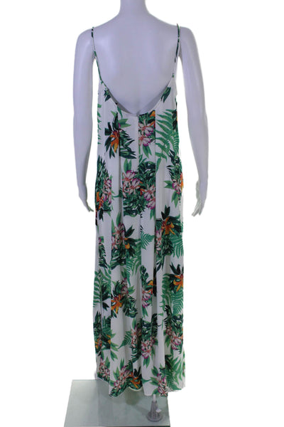 Ark & Co Womens Sleeveless Floral Print Long Dress White Size Small