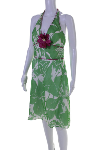 ABS Allen Schwartz Collection Womens V Neck Floral Print Long Dress Green Size 8