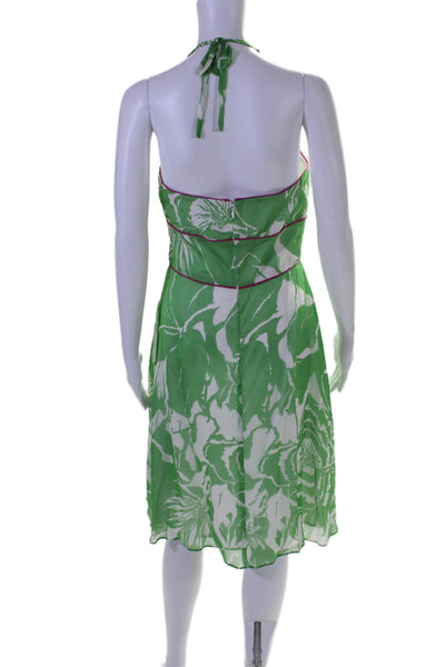 ABS Allen Schwartz Collection Womens V Neck Floral Print Long Dress Green Size 8