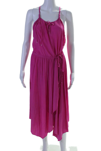 Calypso Saint Barth Womens Drawstring Waist V-Neck Sleeveless Dress Pink Size S