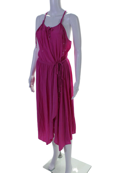 Calypso Saint Barth Womens Drawstring Waist V-Neck Sleeveless Dress Pink Size S