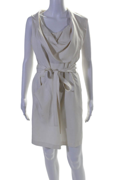 Graham & Spencer Womens Draped Two Pocket Belted Sleeveless Dress White Size S