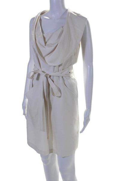 Graham & Spencer Womens Draped Two Pocket Belted Sleeveless Dress White Size S