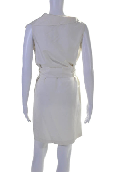 Graham & Spencer Womens Draped Two Pocket Belted Sleeveless Dress White Size S