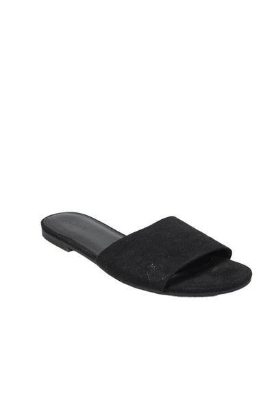 J Crew Womens Suede Slide On Casual Mule Sandals Jet Black Size 9