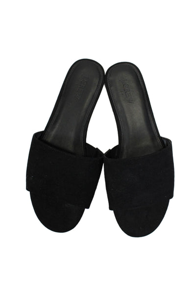 J Crew Womens Suede Slide On Casual Mule Sandals Jet Black Size 9