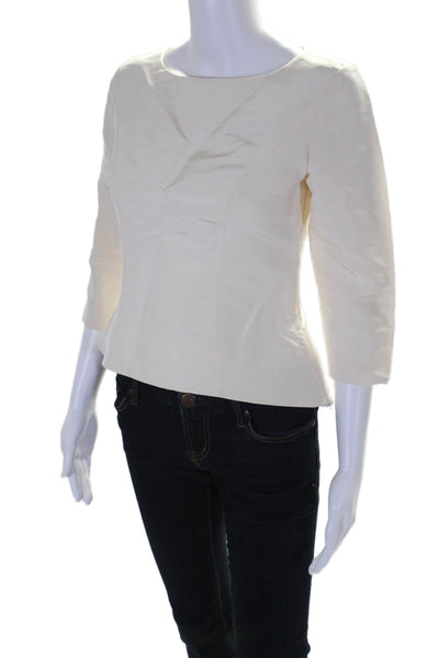 Charlotte Brody Women's Round Neck 3/4 Sleeves Work Wear Blouse Beige Size 0