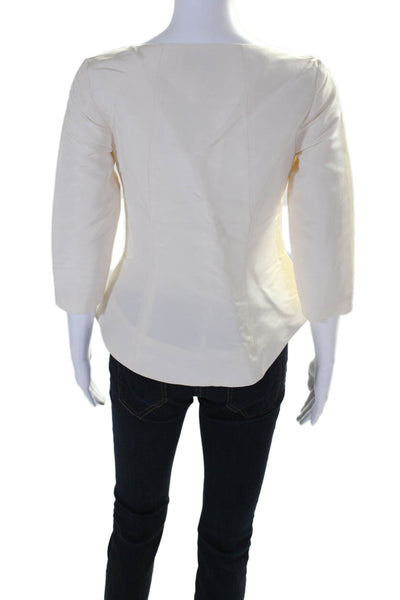 Charlotte Brody Women's Round Neck 3/4 Sleeves Work Wear Blouse Beige Size 0