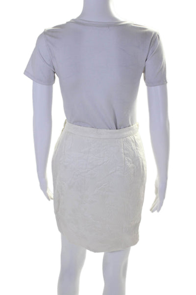 Valentino Boutique Women's Hook Closure Lined A-Line Mini Skirt Cream Size 10