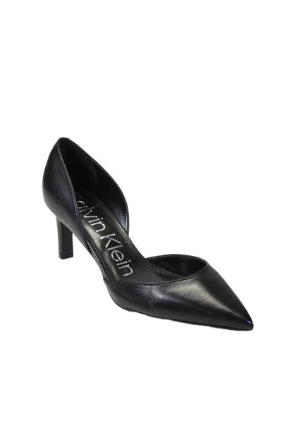 Calvin Klein Womens Black Leather Pointed Toe Heels D'Orsay Shoes Size 8M