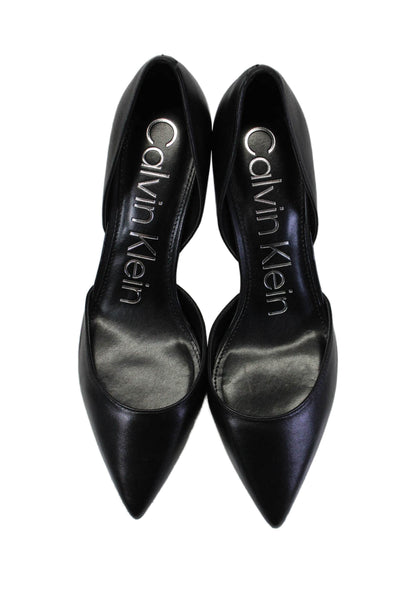 Calvin Klein Womens Black Leather Pointed Toe Heels D'Orsay Shoes Size 8M