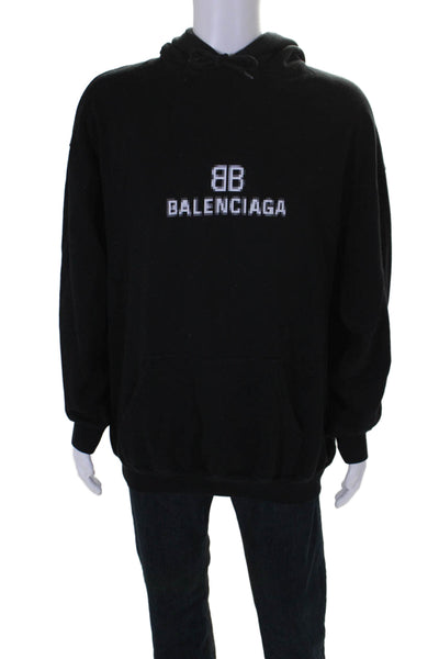 Balenciaga Unisex Adults Cotton Black Graphic Print Long Sleeve Hoodie Size M