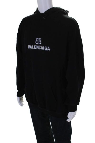 Balenciaga Unisex Adults Cotton Black Graphic Print Long Sleeve Hoodie Size M