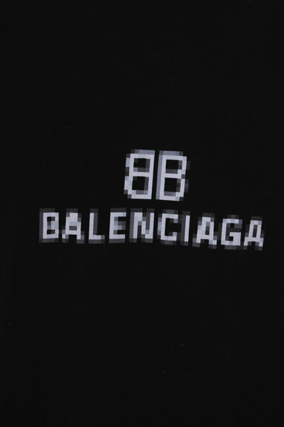 Balenciaga Unisex Adults Cotton Black Graphic Print Long Sleeve Hoodie Size M