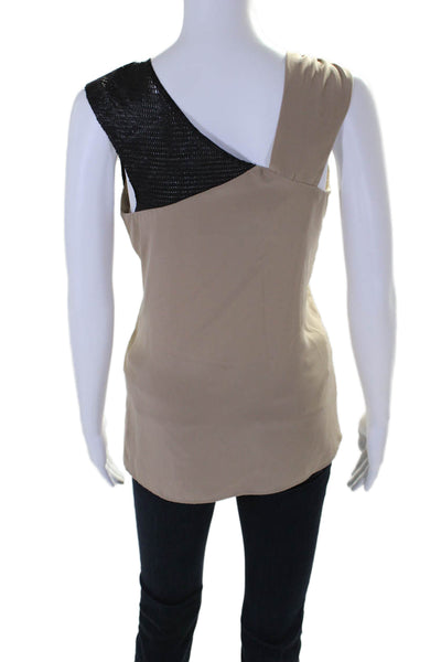 Poleci Womens Twisted Bodice Leather Strap Sleeveless Blouse Light Brown Size 2