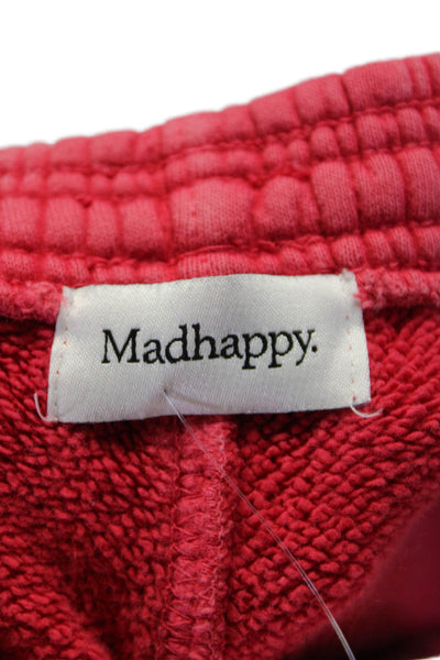 Madhappy Womens Mid Rise Logo Cropped Jogger Pants Pink Cotton Size SMall