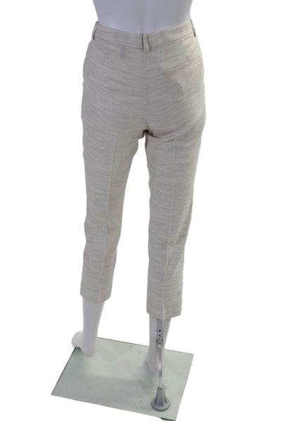 Theory Womens Linen Sharkskin Crunch Tailor Trousers Beige White Size 2