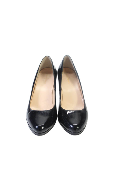 Cole Haan Womens Patent Leather Slide On Classic Pumps Jet Black Size 7 B