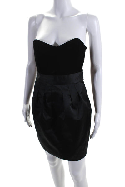 Theory Womens Velvet Satin Pleated Front Mini Chelsea Pencil Dress Black Size 4