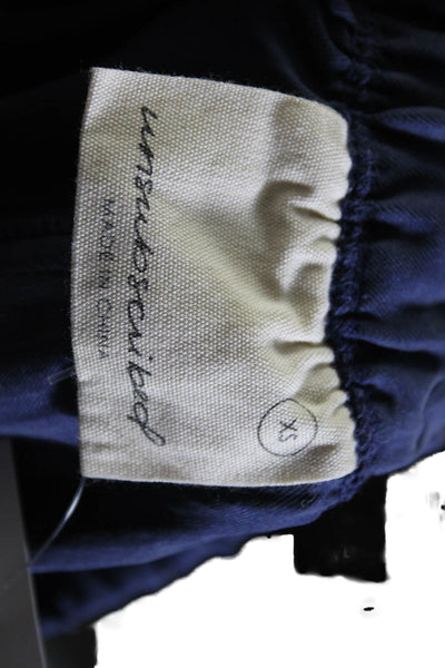 Unsubscribed Womens Silk Elastic Waist High-Rise Cargo Pants Navy Size XS