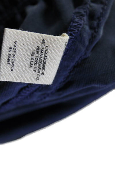 Unsubscribed Womens Silk Elastic Waist High-Rise Cargo Pants Navy Size XS